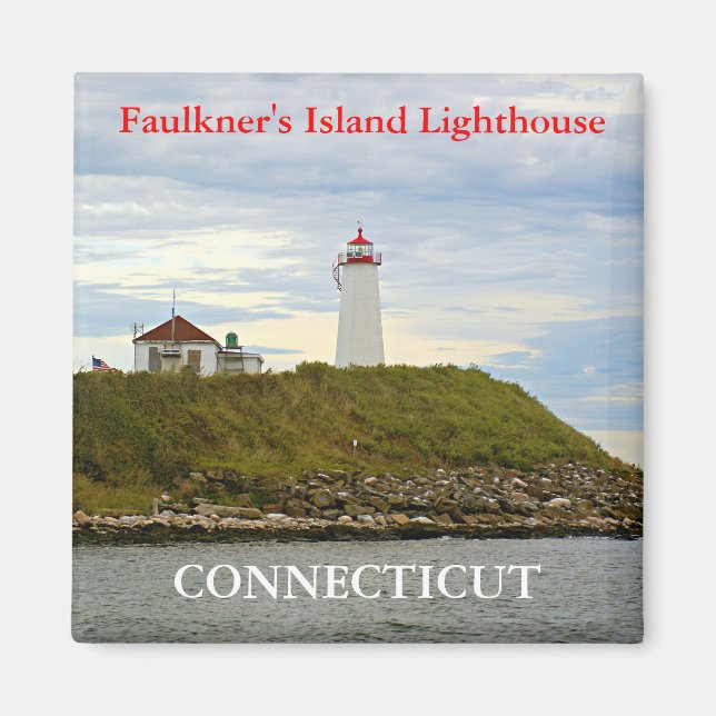 Faro de la isla de Faulkner, imán de Connecticut (Frente)