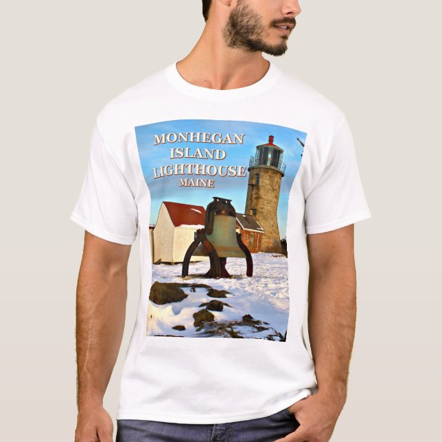 Faro de la isla de Monhegan, camiseta de Maine (Anverso)
