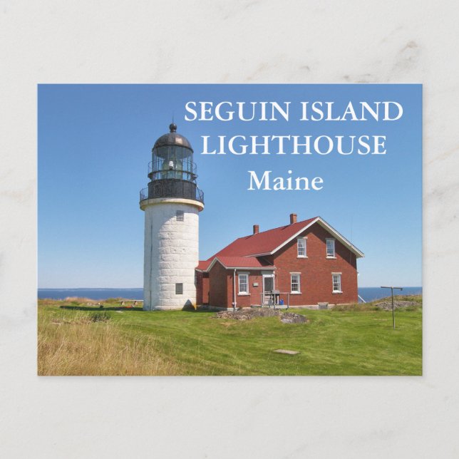 Faro de la isla de Seguin, postal Maine (Anverso)