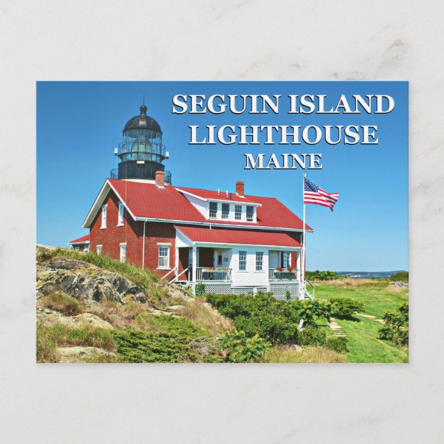 Faro de la isla de Seguin, postal Maine (Anverso)