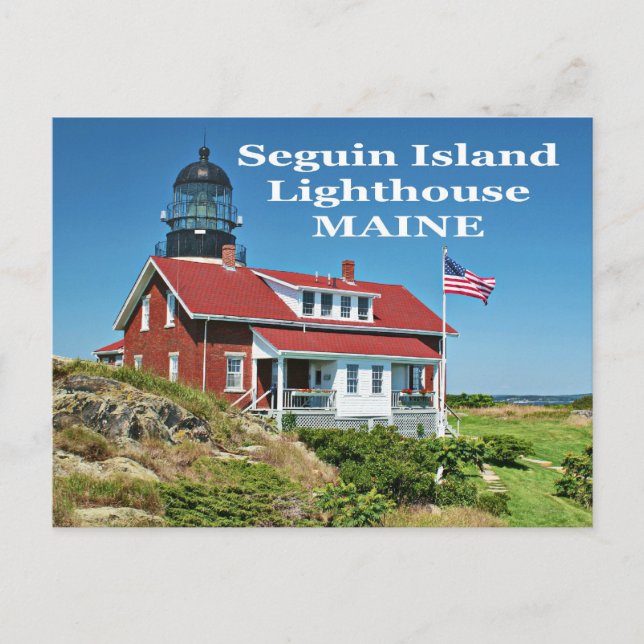 Faro de la isla de Seguin, postal Maine (Anverso)