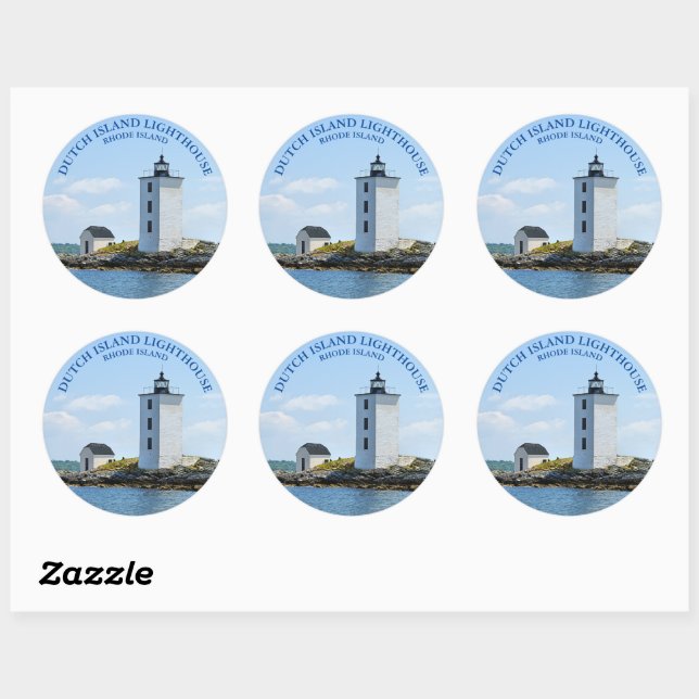 Faro de la isla holandesa, Pegatina redonda de RI (Hoja)