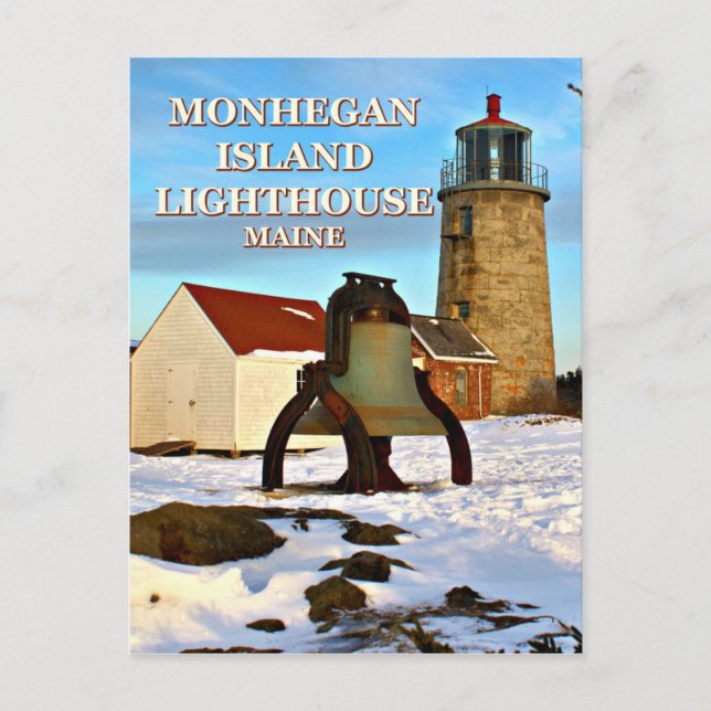 Faro de la isla Monhegan, postal de Maine (Anverso)