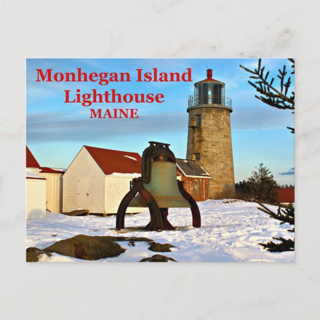 Faro de la isla Monhegan, postal Maine (Anverso)