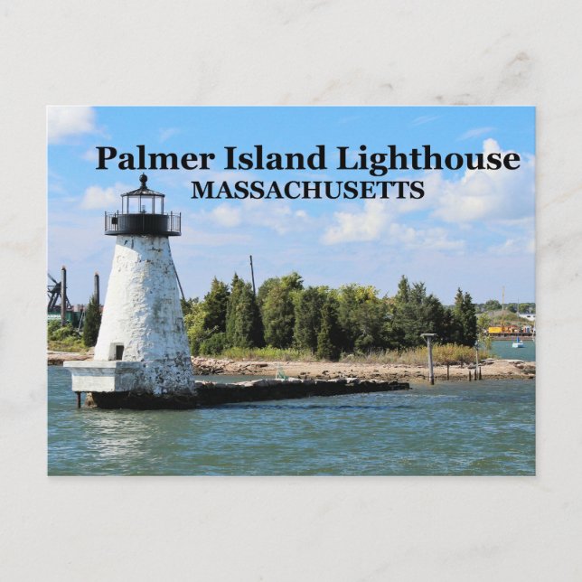 Faro de la isla Palmer, postal de Massachusetts (Anverso)