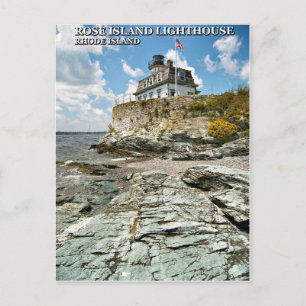 Faro de la isla Rosa, postal de Rhode Island