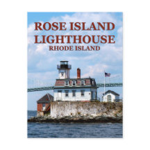 Faro de la isla Rosa, postal de Rhode Island