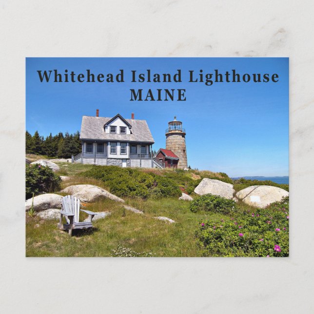 Faro de la isla Whitehead, postal de Maine (Anverso)