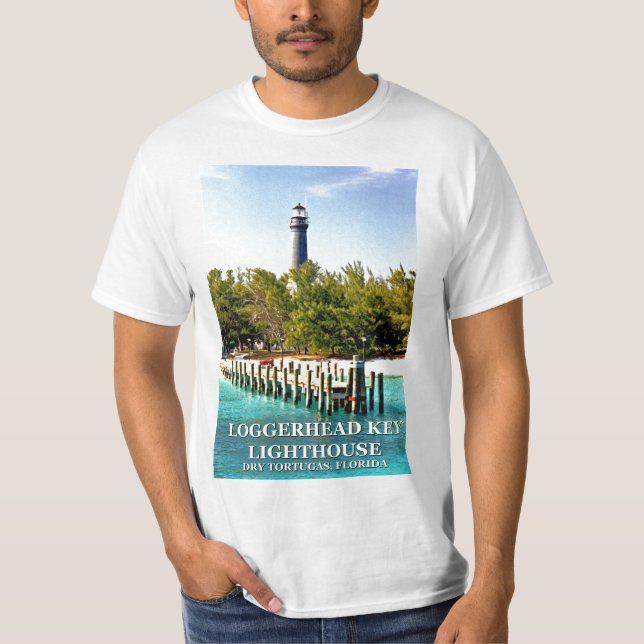 Faro de la llave de Loggerhead, camiseta de Florid (Anverso)