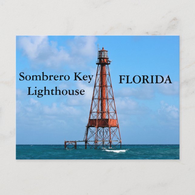 Faro de la Llave Sombrero, postal de Florida (Anverso)