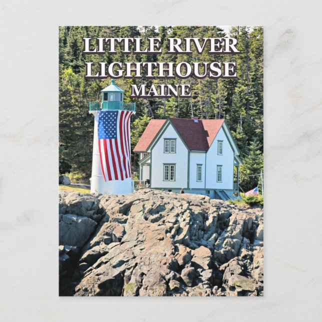 Faro de Little River, postal de Maine (Anverso)