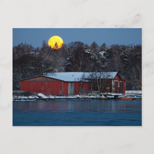 Faro de madera roja en Helsinki, postal de Finland (Anverso)
