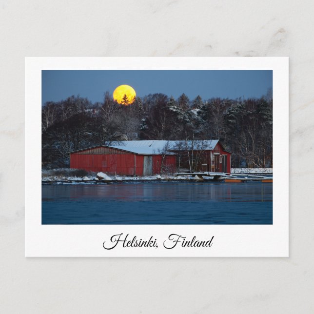 Faro de madera roja en Helsinki, postal de Finland (Anverso)
