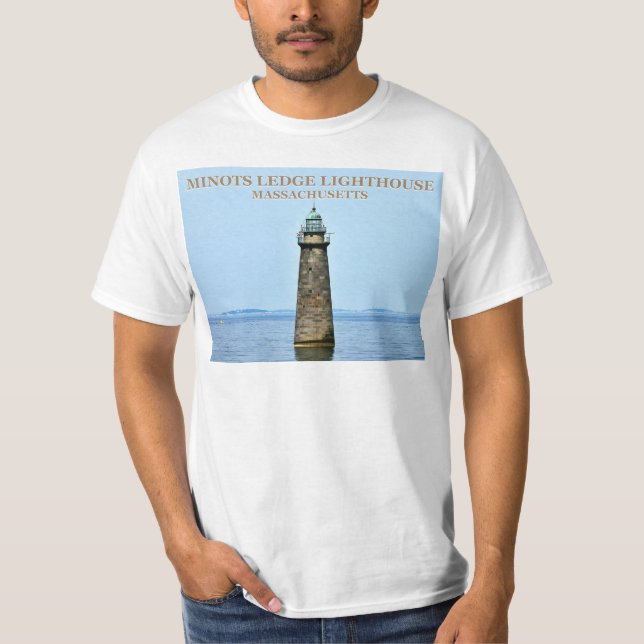Faro de Minots Ledge, camiseta de Massachusetts (Anverso)