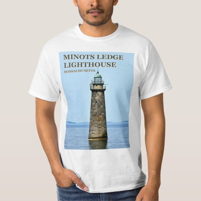Faro de Minots Ledge, camiseta de Massachusetts (Anverso)