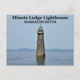 Faro de Minots Ledge, postal de Massachusetts