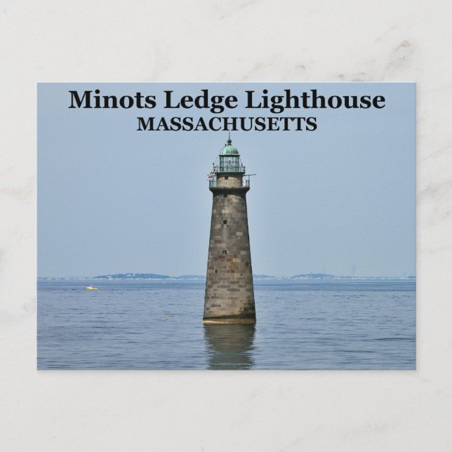 Faro de Minots Ledge, postal de Massachusetts (Anverso)