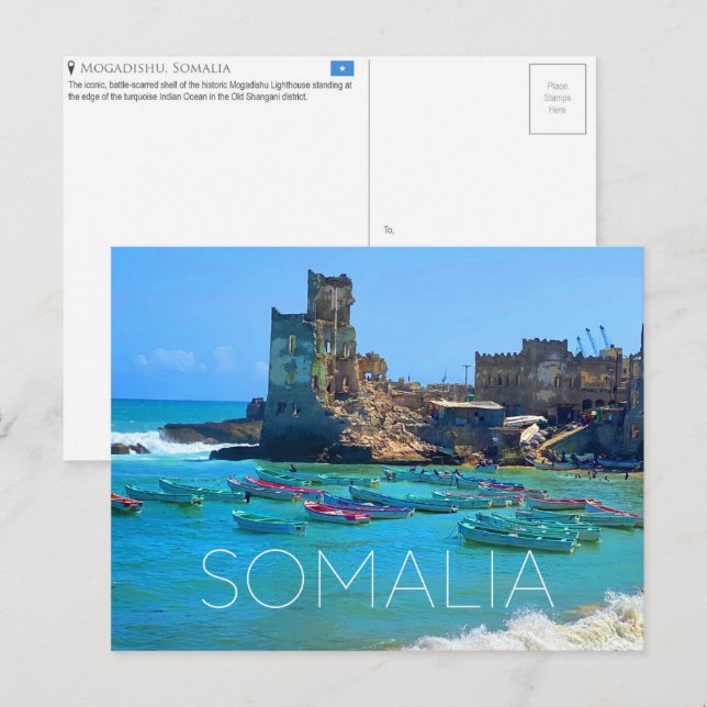 Faro de Mogadiscio, Somalia Tarjeta Postal de Viaj (Anverso / Reverso)
