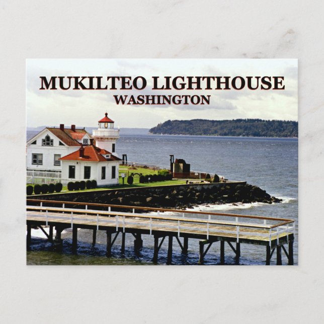 Faro de Mukilteo, tarjeta postal de Washington (Anverso)
