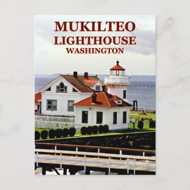 Faro de Mukilteo, tarjeta postal de Washington (Anverso)