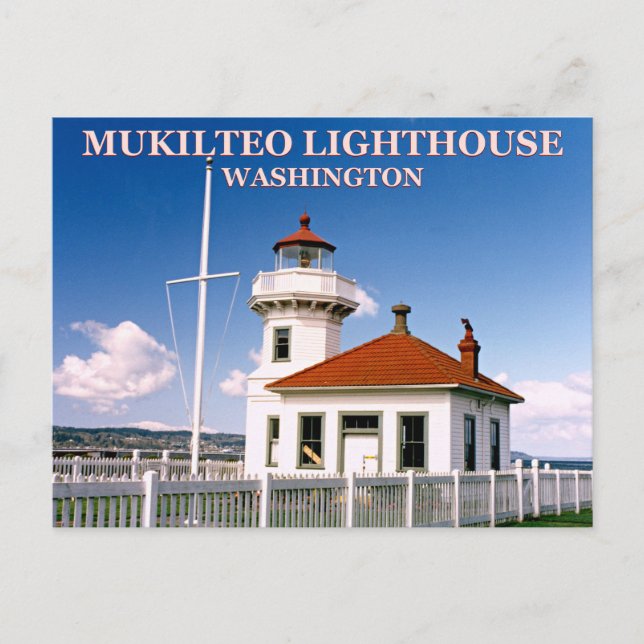 Faro de Mukilteo, tarjeta postal de Washington (Anverso)
