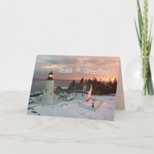 Faro de Navidad Seas and Greetings con tono rosa