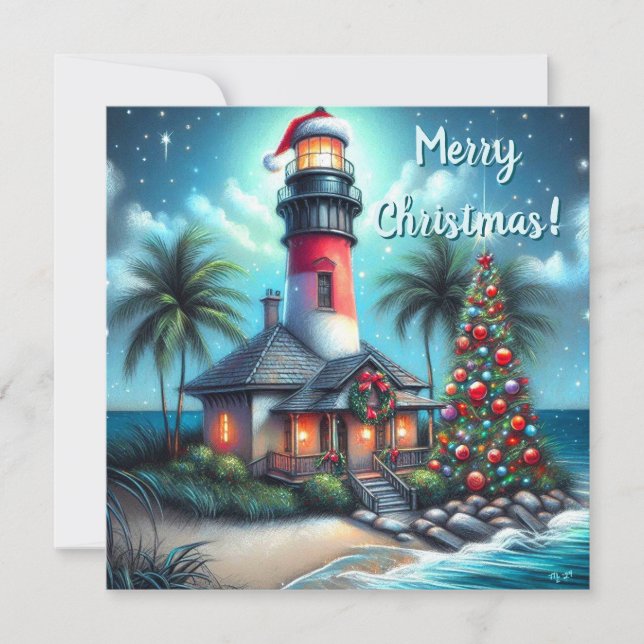 Faro de Navidad Tropical Caprichoso Rojo Turquesa (Anverso)