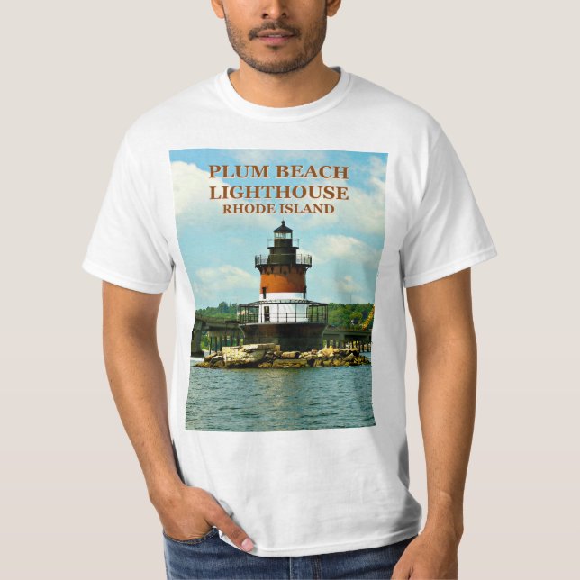 Faro de Plum Beach, camiseta de Rhode Island (Anverso)
