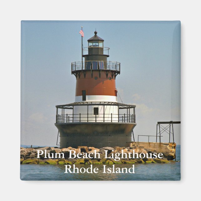 Faro de Plum Beach, imán de Rhode Island (Frente)