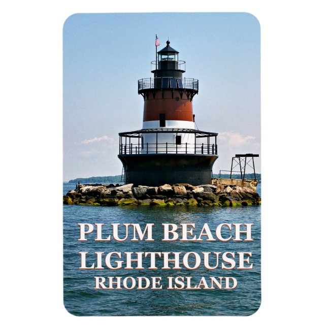 Faro de Plum Beach, imán fotográfico de Rhode Isla (Vertical)
