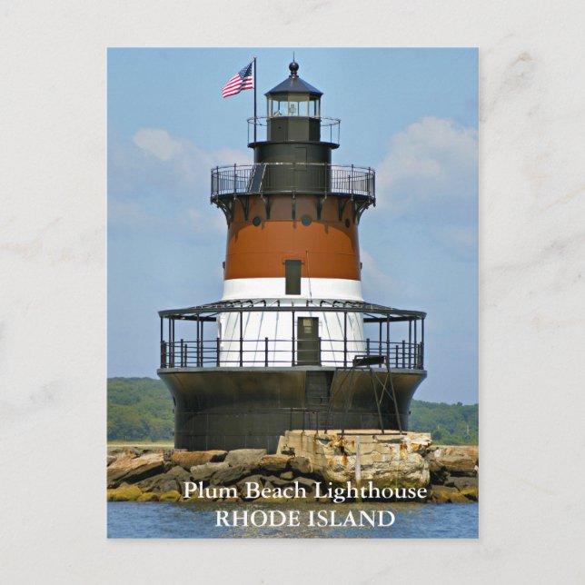 Faro de Plum Beach, postal de Rhode Island (Anverso)