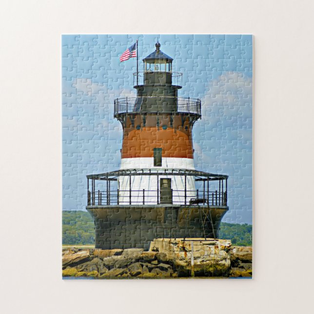 Faro de Plum Beach, rompecabezas de Rhode Island (Vertical)