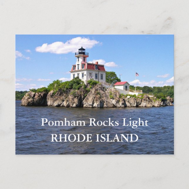 Faro de Pomham Rocks, postal de Rhode Island (Anverso)