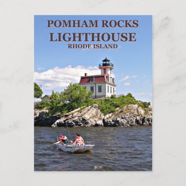 Faro de Pomham Rocks, postal de Rhode Island (Anverso)