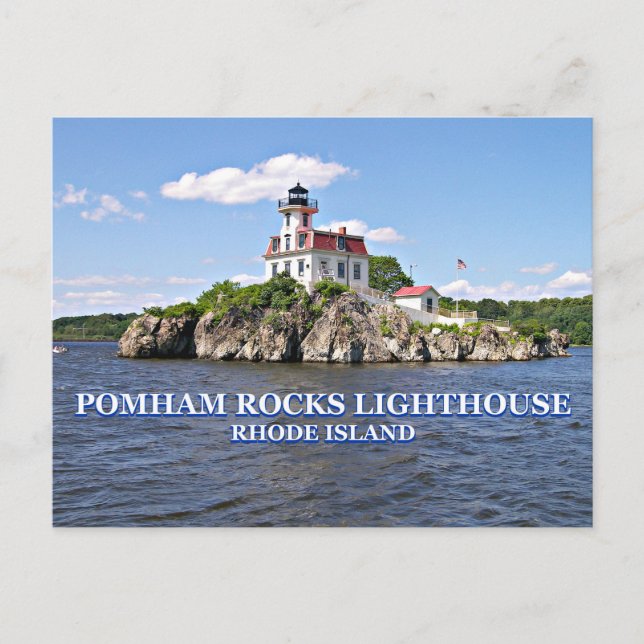 Faro de Pomham Rocks, postal de Rhode Island (Anverso)