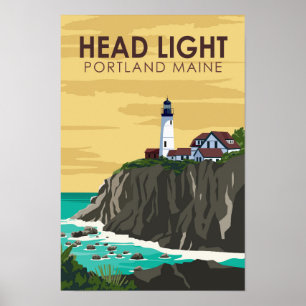 Faro de Portland Head Maine Arte Vintage