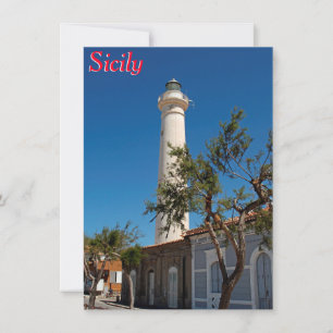 Faro de Punta Secca, tarjeta Sicilia, Italia