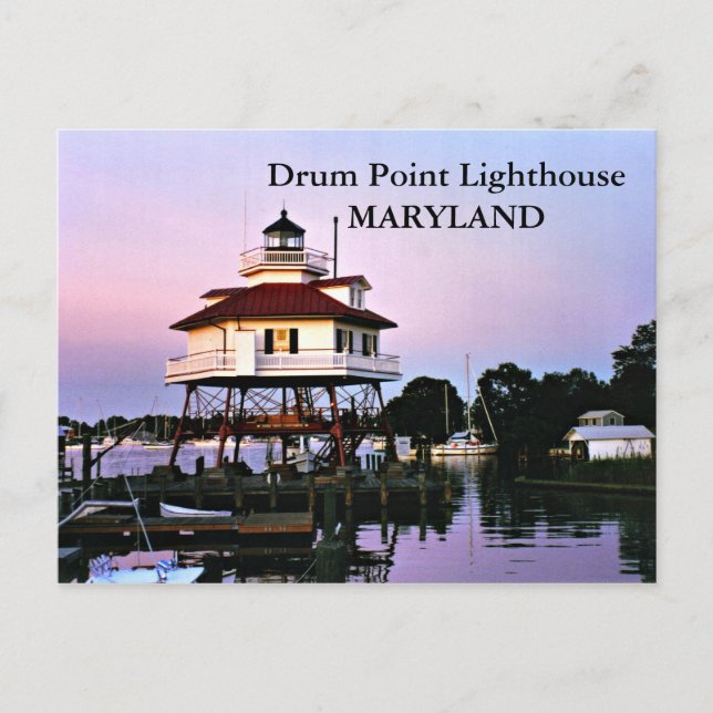 Faro de punto de tambor, postal de Maryland (Anverso)