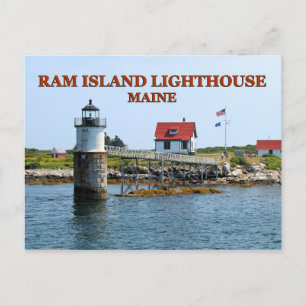 Faro de Ram Island, postal de Maine