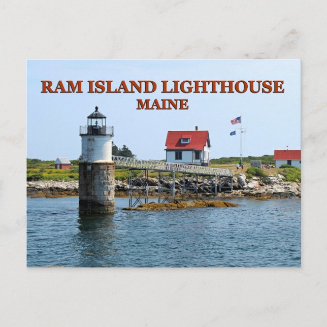 Faro de Ram Island, postal de Maine (Anverso)