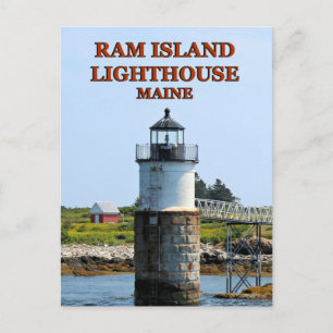 Faro de Ram Island, postal de Maine