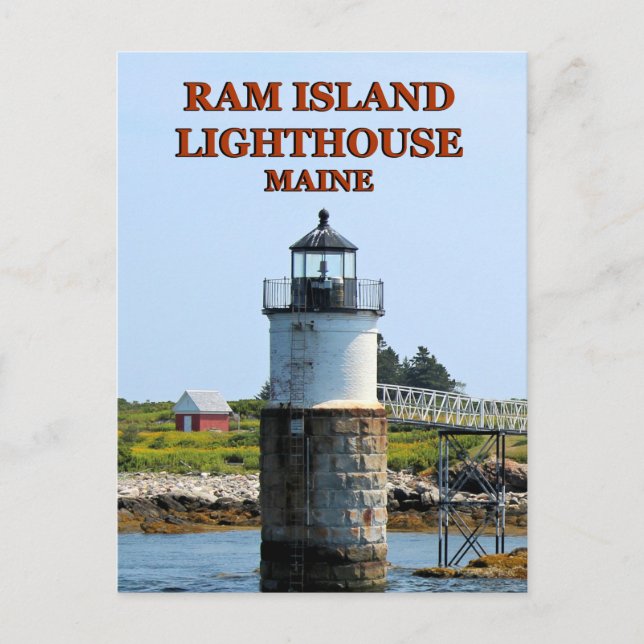 Faro de Ram Island, postal de Maine (Anverso)