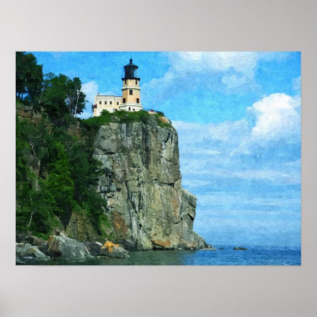 Faro de roca dividida - Impresión de pintura de ac (Frente)