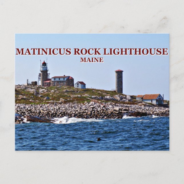 Faro de Roca Matinicus, postal Maine (Anverso)