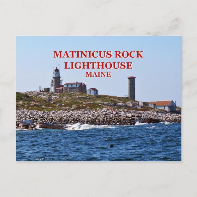 Faro de Roca Matinicus, postal Maine (Anverso)