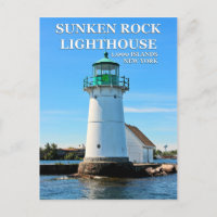 Faro de rock hundido, postal de Nueva York