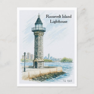 Faro de Roosevelt Island Tarjeta Postal de NYC