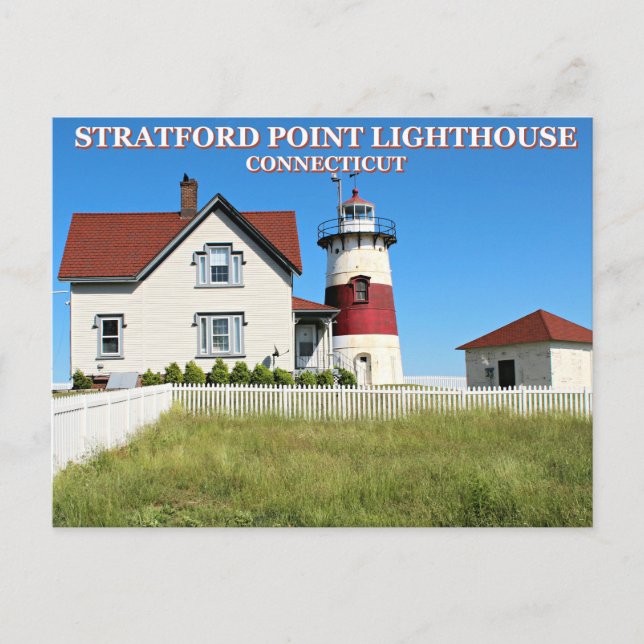 Faro de Stratford Point, postal de Connecticut (Anverso)