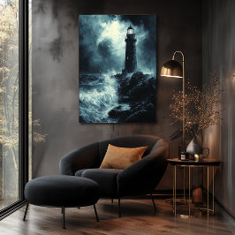 Faro de tormenta de noche - Arte de carbón vegetal