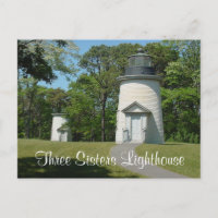 Faro de tres hermanas de Cape Cod, tarjeta postal 